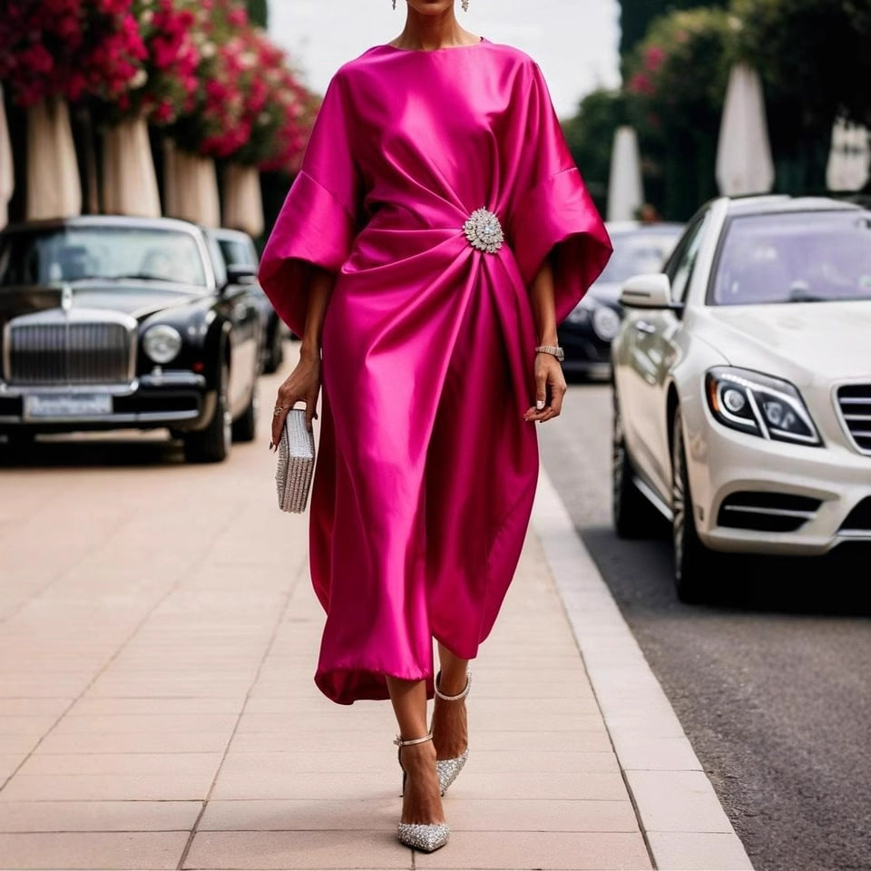 Triplechic™ Satin Floral Beaded Dress