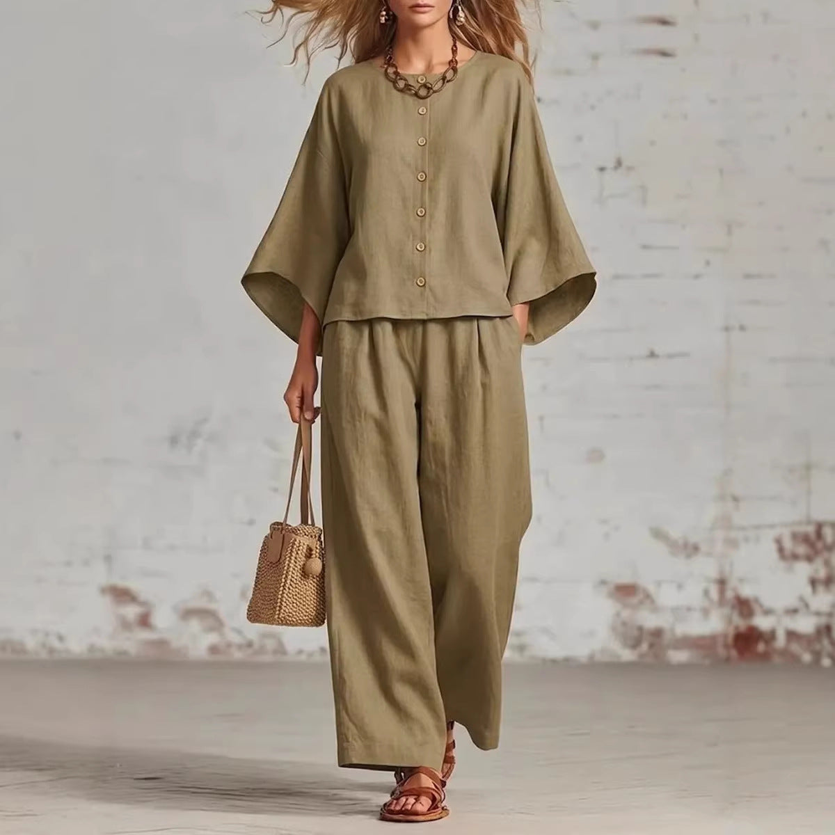 Triplechic™ LinenFlow Wide-Leg Suit