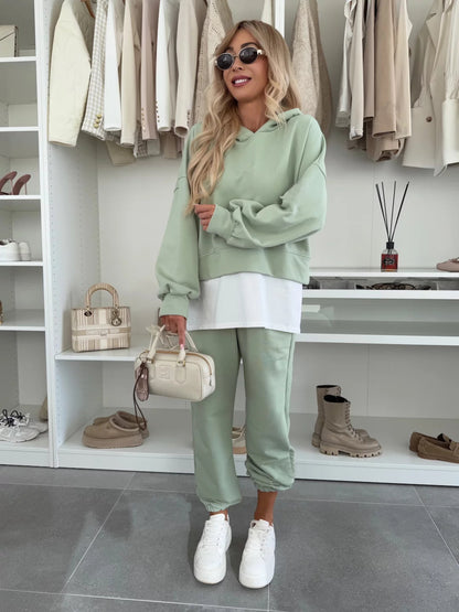 Triplechic™ Hooded Patchwork Casual Sweatshirt Set