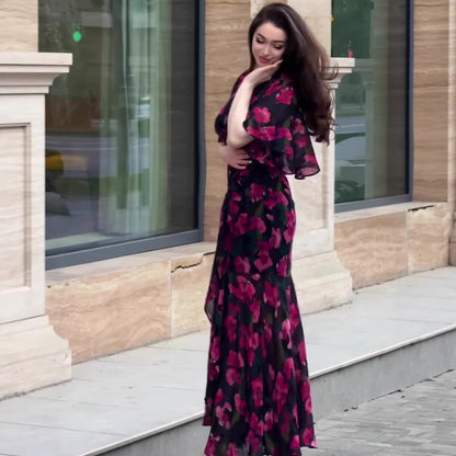 Triplechic™ Retro V-Neck Glam Dress