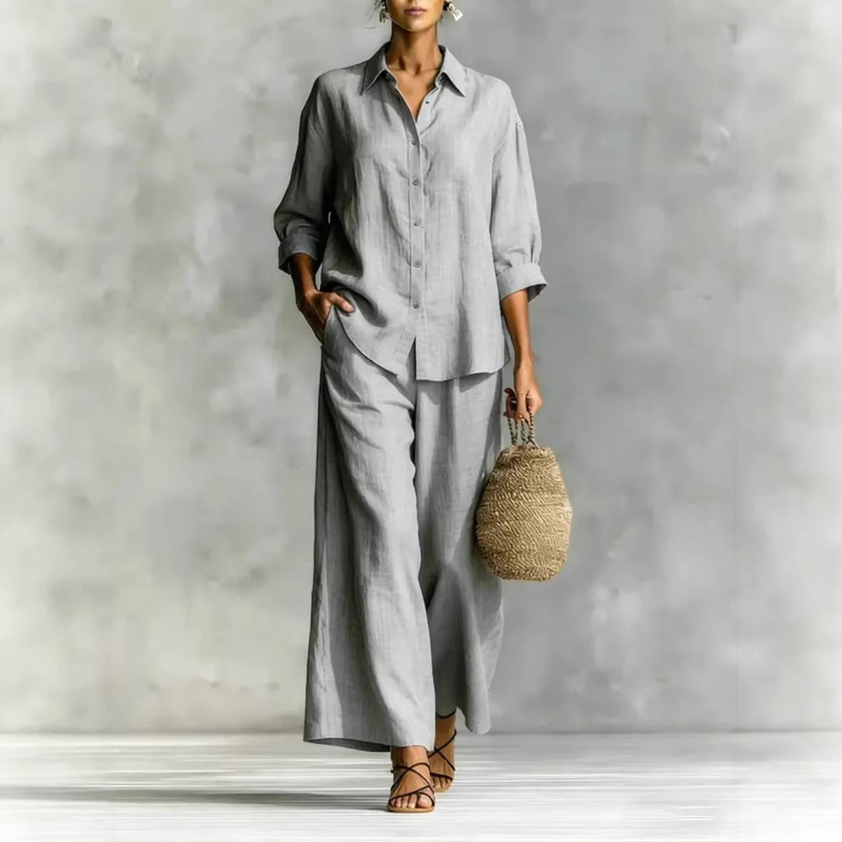 Triplechic™ LinenContour Wide-Leg Suit