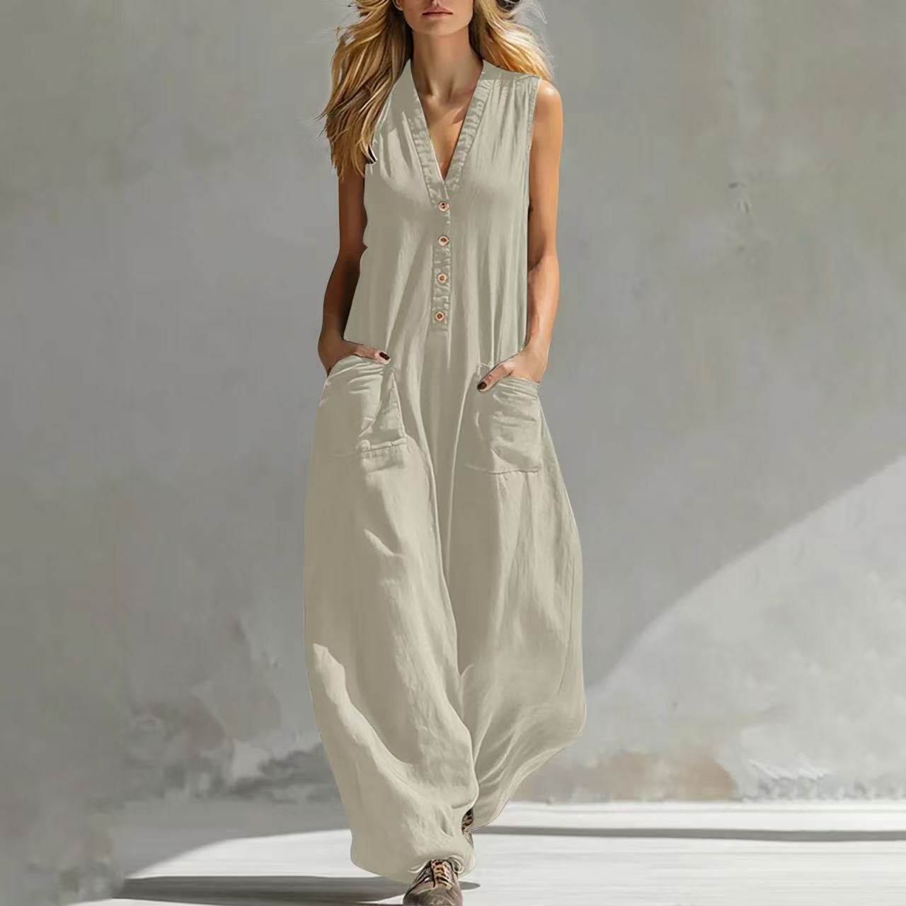 Triplechic™ LinenPocket Strap Jumpsuit