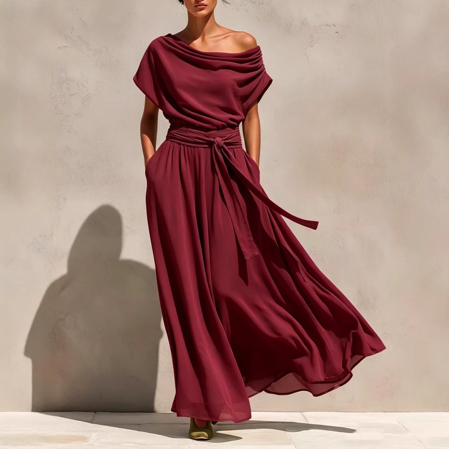 Triplechic™ PleatSculpt Chiffon Dress