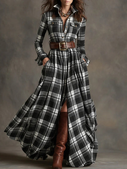 Triplechic™ French Retro Plaid Slim Dress