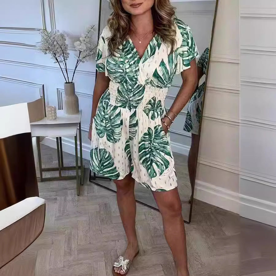 Triplechic™ Botanical Bloom Elastic Waist Jumpsuit