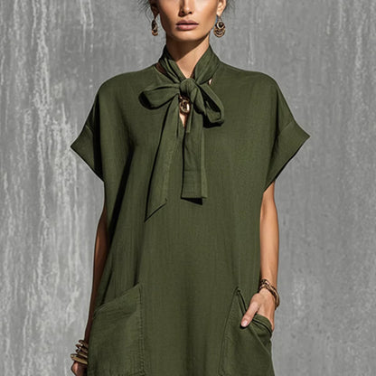 Triplechic™ LinenSculpt Tie-Waist Dress