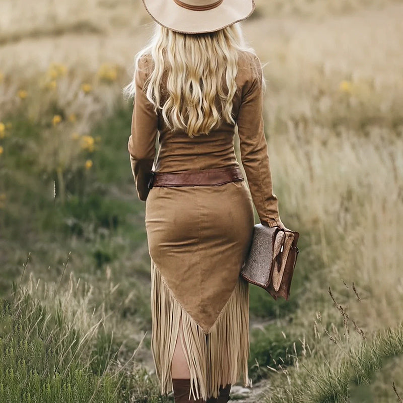 Triplechic™ Fringe Zip-Front Bodycon Dress