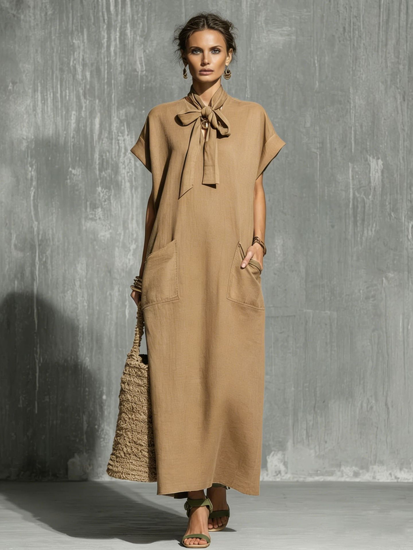 Triplechic™ LinenSculpt Tie-Waist Dress