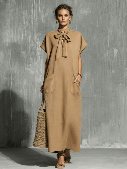 Triplechic™ LinenSculpt Tie-Waist Dress