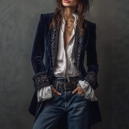 Triplechic™ Lace Stitch Velvet Coat