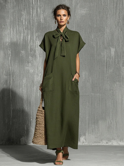 Triplechic™ LinenSculpt Tie-Waist Dress