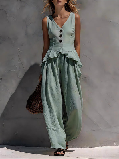 Triplechic™ VRuffle Flow Wide-Leg Set