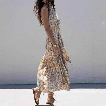 Triplechic™ Bohemian V-Neck Floral Maxi Dress