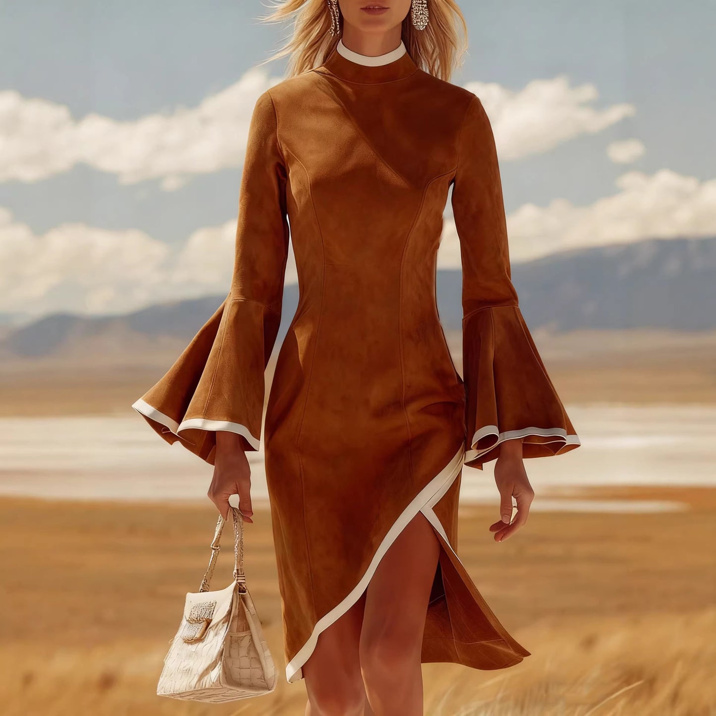 Triplechic™ IvoryFlare Midi Dress