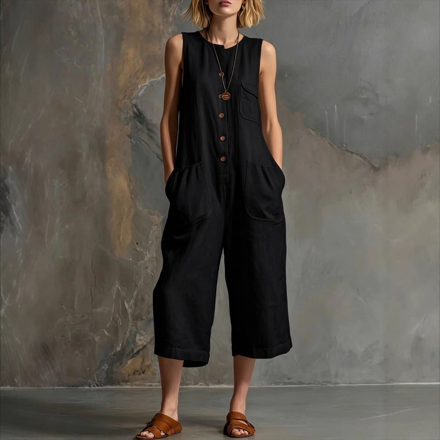 Triplechic™ LinenFlow Cropped Jumpsuit