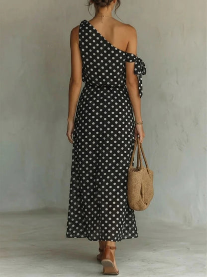 Triplechic™ DotAsym Off-Shoulder Dress