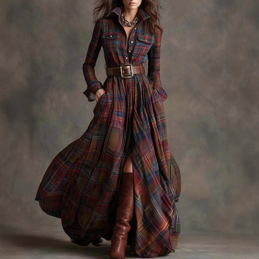 Triplechic™ French Retro Plaid Slim Dress