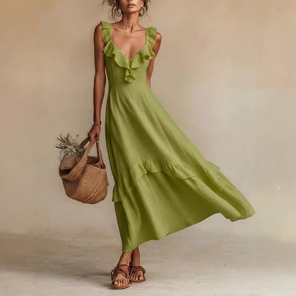 Triplechic™ LinenRuffle Flow Dress