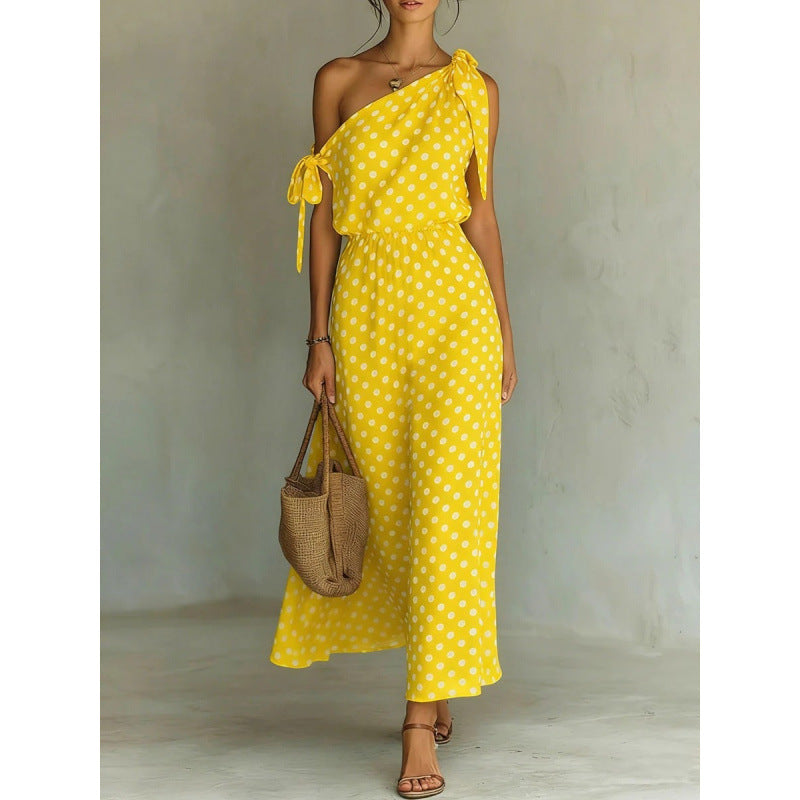 Triplechic™ DotAsym Off-Shoulder Dress