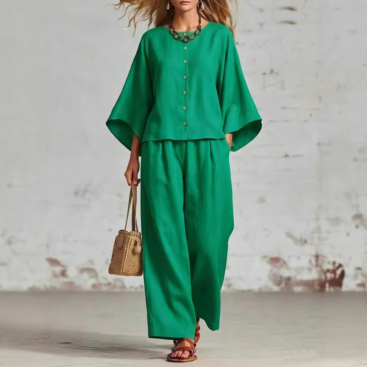 Triplechic™ LinenFlow Wide-Leg Suit