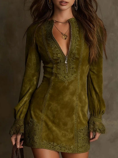 Triplechic™ Zip Lace Midi Dress
